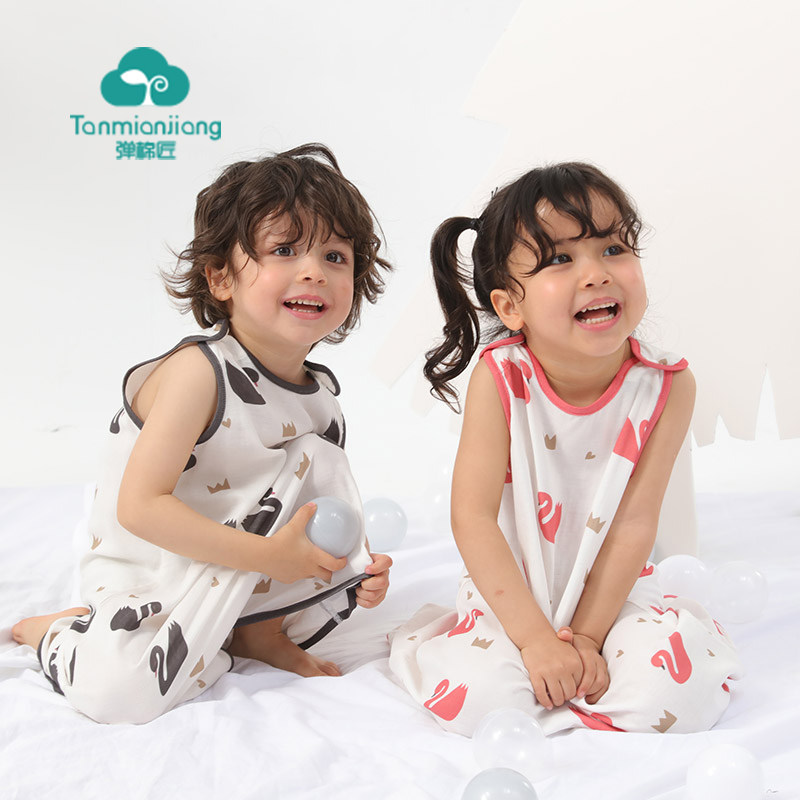 婴儿睡袋纱布无袖背心纯棉新生儿童睡觉防踢被宝宝夏季薄款空调房