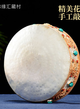 藏村尼泊尔曼扎盘鎏金鎏银曼茶盘掐丝镶宝石曼罗盘大号铜曼扎盘