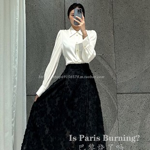 面料惊艳!法式优雅气质提花半身裙新款高腰显瘦黑色大摆裙女