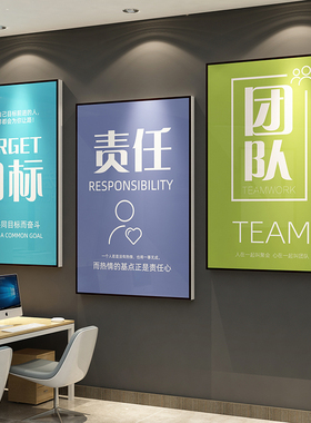 办公室墙面装饰企业文化激励志标语团队贴纸公司会议室背景3d立体