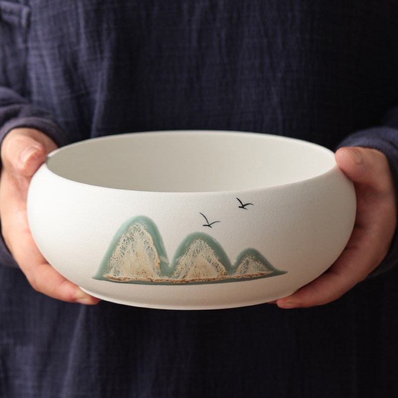 手绘粗陶远山茶洗家用大号洗茶碗茶渣缸水盂杯洗笔洗建水茶具配件,餐饮具,茶道/零配,淘宝优惠券,粉丝福利购,淘宝优惠卷