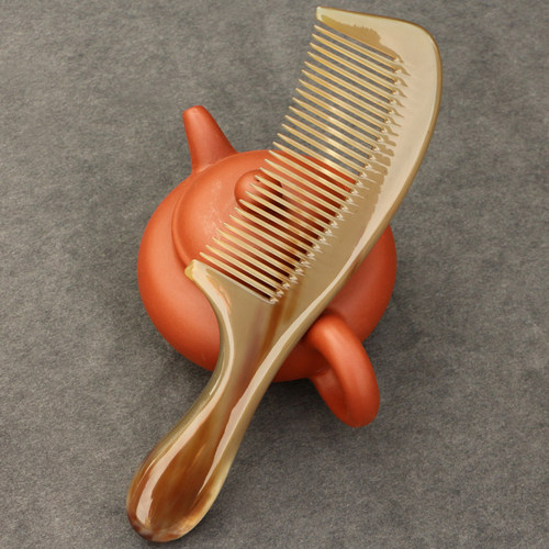 天然正宗 白牦牛角梳子 密齿直发梳顺发梳 防静电按摩梳 小中大号