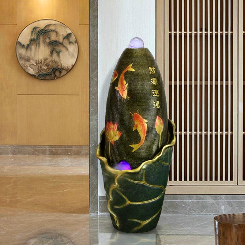 创意假山流水喷泉水晶转运球摆件客厅室内招财蛋装饰开业礼品造景