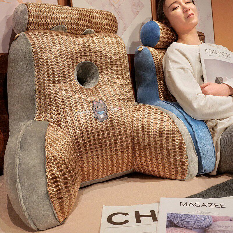 夏季冰凉藤席加高腰靠靠垫冰豆豆沙发床头背椅腰靠宿舍护腰靠
