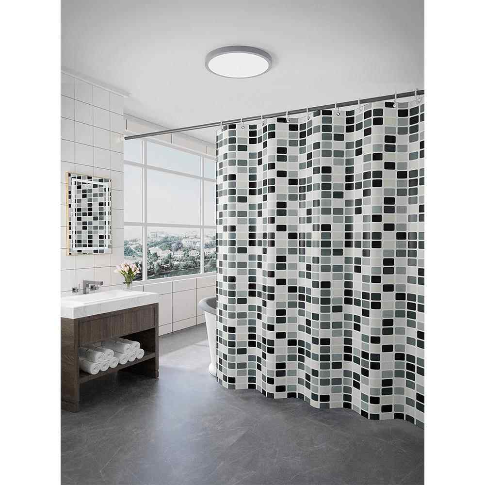 马赛克新款加厚涤纶布浴帘套装 浴帘+杆子+挂钩 尺寸可以定制