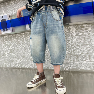 男童牛仔七分裤夏2023新款款中大童薄款裤子儿童夏装短裤男孩中裤