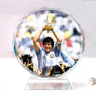 马拉多纳水晶像模型居家车载办公室摆件 创意生日礼物纪念工艺品