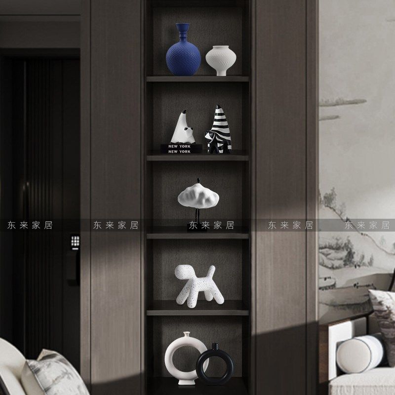 客厅电视柜装饰品摆件高级感小众创意云朵人物样板间酒柜壁龛摆设