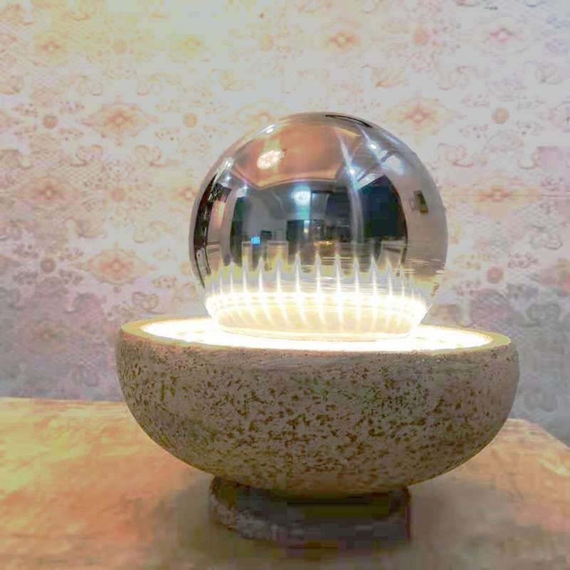 简欧聚宝盆镜面球流水加湿器盆景办公桌面收银台装饰摆件商务礼品