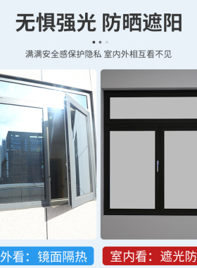 强遮光窗户玻璃贴纸挡光神器不透光窗贴卧室防光隔热防晒窗帘贴膜
