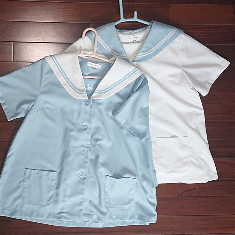 酒诗长安道JK幼稚园短袖制服套装 夏日水兔兔 海军领女夏学院风