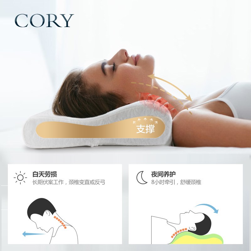 老年人枕头护颈椎助睡眠家用记忆棉枕芯颈椎枕修复睡觉专用护颈枕