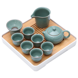 凌胜竹制储水茶盘茶海日式功夫茶具家用客厅简约托盘小型茶台套装