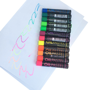 盟友12色中粗荧光色油画棒 软式蜡笔易上色 MOP-12F