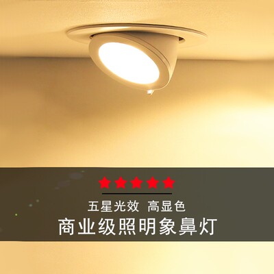 象鼻灯led射灯暖4000K嵌入式cob天花灯旋转可调角服装店高亮筒灯