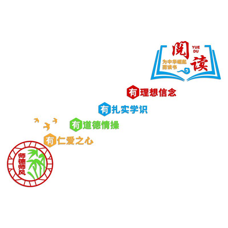 中小学楼梯墙面装饰师德师风教室班级布置校园文化建设主题墙贴纸