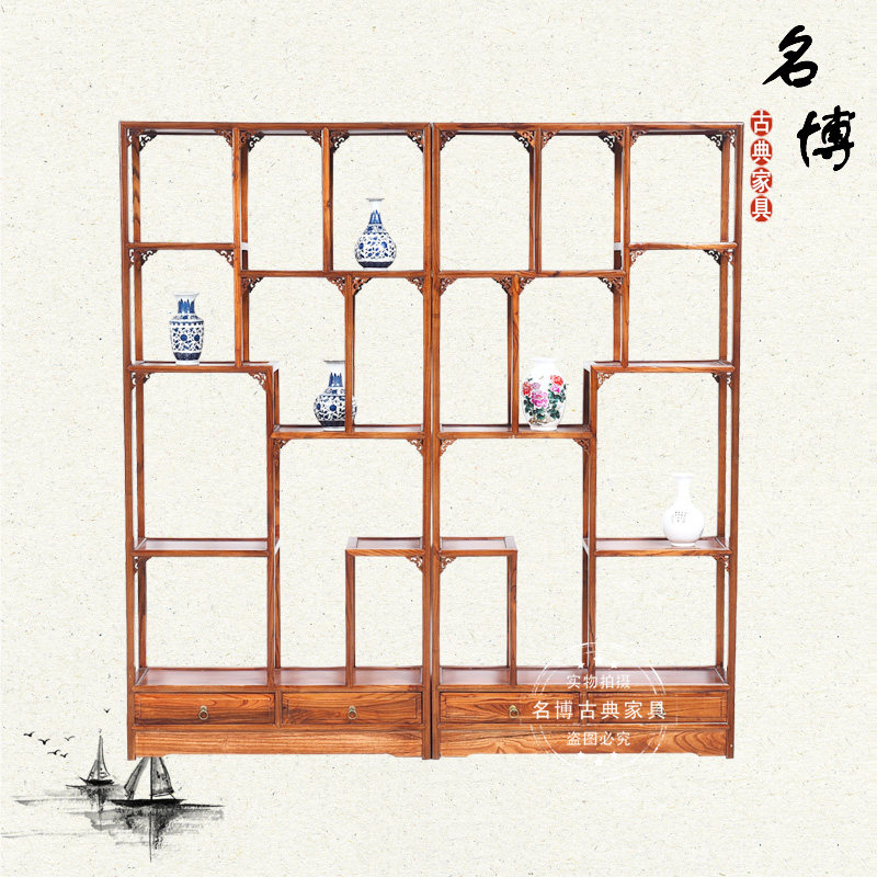 新中式实木两抽博古架古董架展柜陈列茶叶架多宝格简约置物茶壶架,住宅家具,多宝格/博古架,淘宝优惠券,粉丝福利购,淘宝优惠卷