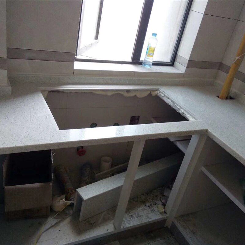 南昌石材 人造大理石灶台 石英石台面 黑金沙挡水条橱柜吧台定做