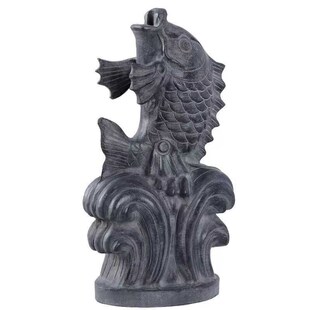 石雕喷水鱼摆件喷泉户外水池流水吐水石金蟾庭院喷水石雕鱼石金蟾