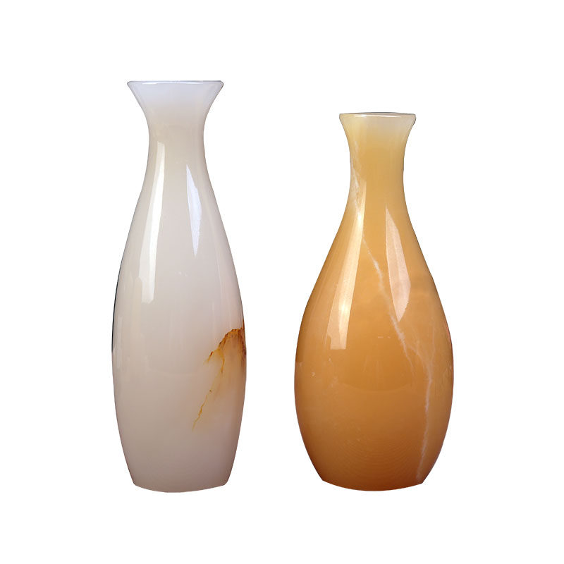 天然玉石小花瓶家居装饰品摆件插花干花中式客厅电视柜工艺品礼品