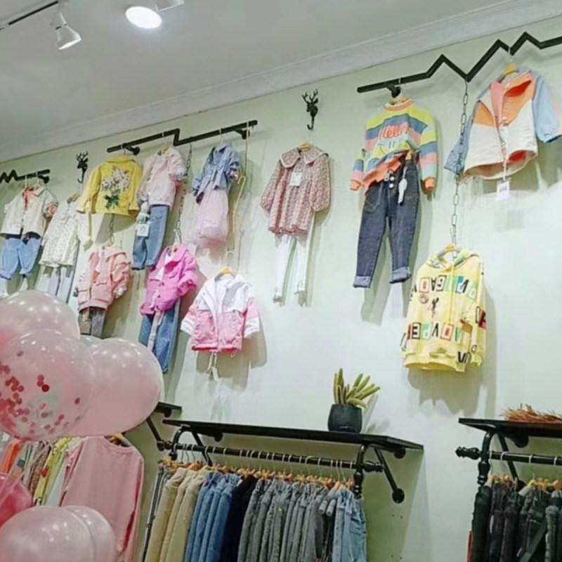 服装店展示架上墙女童装店铺装修货架壁挂式组合挂衣服架子正侧挂