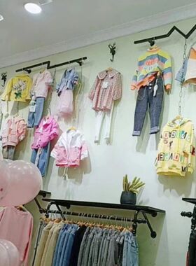 服装店展示架上墙女童装店铺装修货架壁挂式组合挂衣服架子正侧挂