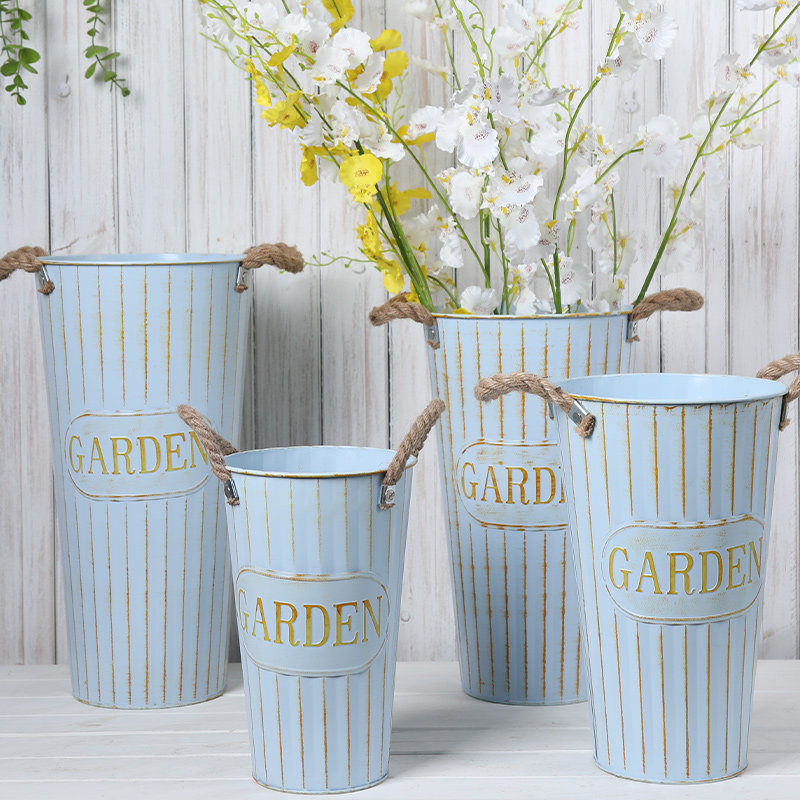 鲜花桶醒花桶复古铁艺花瓶泡花插花干花筒花店家用花器装饰大花盆,家居饰品,花桶,淘宝优惠券,粉丝福利购,淘宝优惠卷