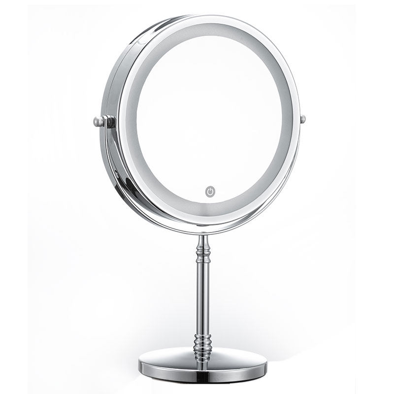 双面镜子三倍5倍10倍放大化妆镜台式led带灯可升降调节高度梳妆镜
