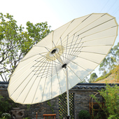 汉韵堂庭院花园遮阳伞新中式 露台顶楼户外雨晴两用圆形白色太阳伞