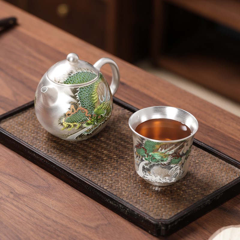 唐舍龙年旅行茶具一壶一杯陶瓷金银错办公家用随身便携泡茶壶