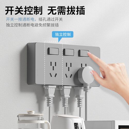 86型墙壁灰色扩展插座转换插排厨房拓展多功能转换器电源插座面板
