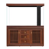 汉霸超白玻璃龙鱼缸中式 客厅家用大型隔断墙玄关金鱼缸实木阳台缸