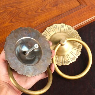 纯铜木门铜拉手中式仿古铜大门拉手老式门环实心拉环仿古铁门把手