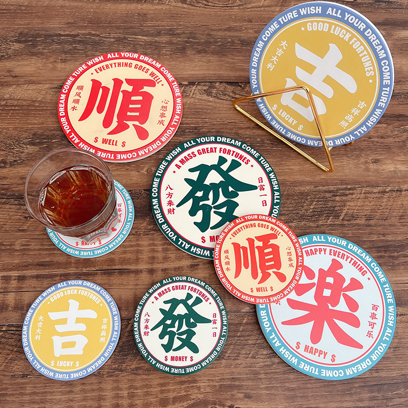 复古创意吸水隔热垫圆形陶瓷软木防滑耐高温防烫碗垫厨房锅垫杯垫