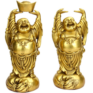 卓好 铜举手弥勒像摆件 铜举元宝弥勒像