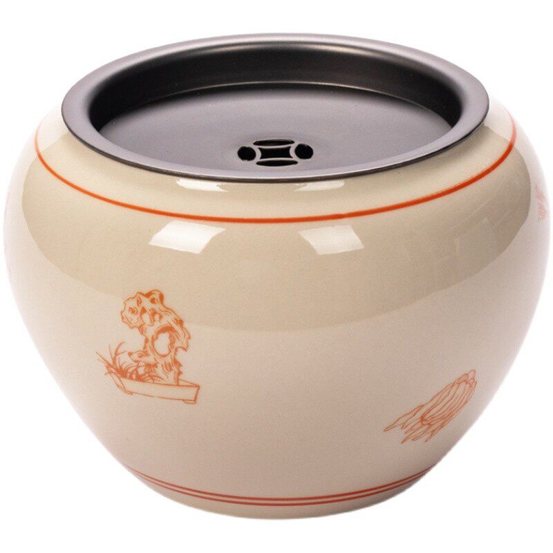 雅致皮球花建水日式简约小号陶瓷茶洗水盂带盖茶渣桶干泡茶具