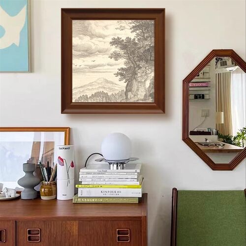 法式美式中古风线稿挂画素描装饰画客客厅入户玄关沙发背景卧室画
