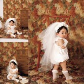 儿童摄影服装 婚纱公主风生日 复古油画风宝宝百天照周岁照拍照服装