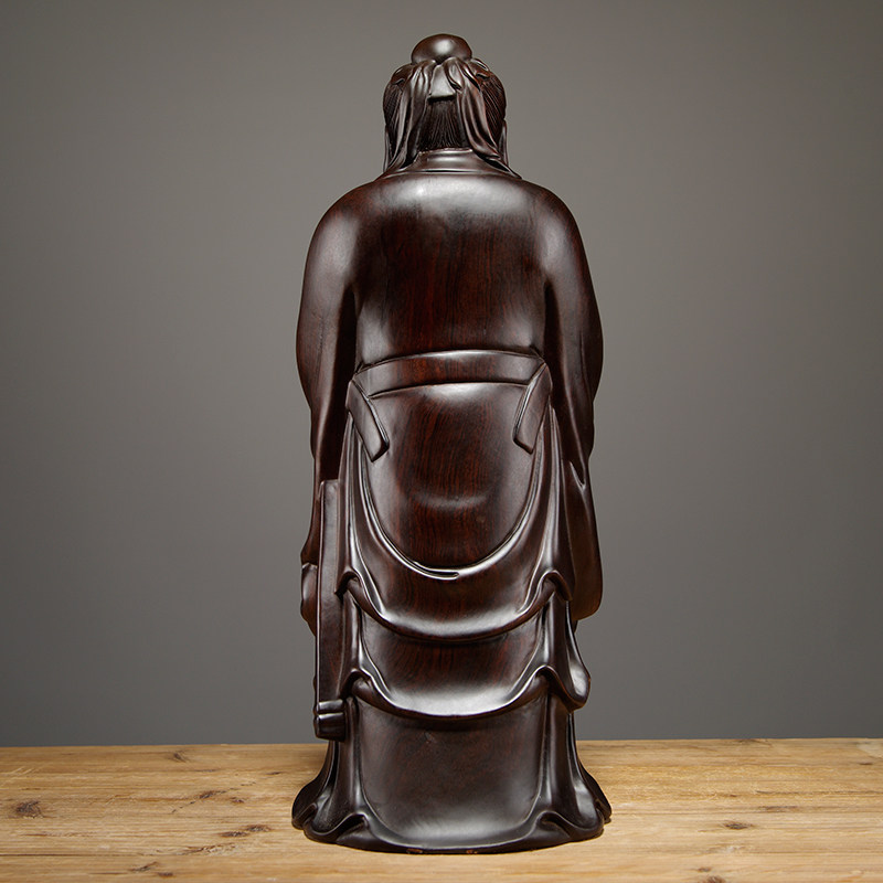 黑檀木雕孔子雕像摆件实木质孔子家居办公室装饰孔夫子教师节礼物