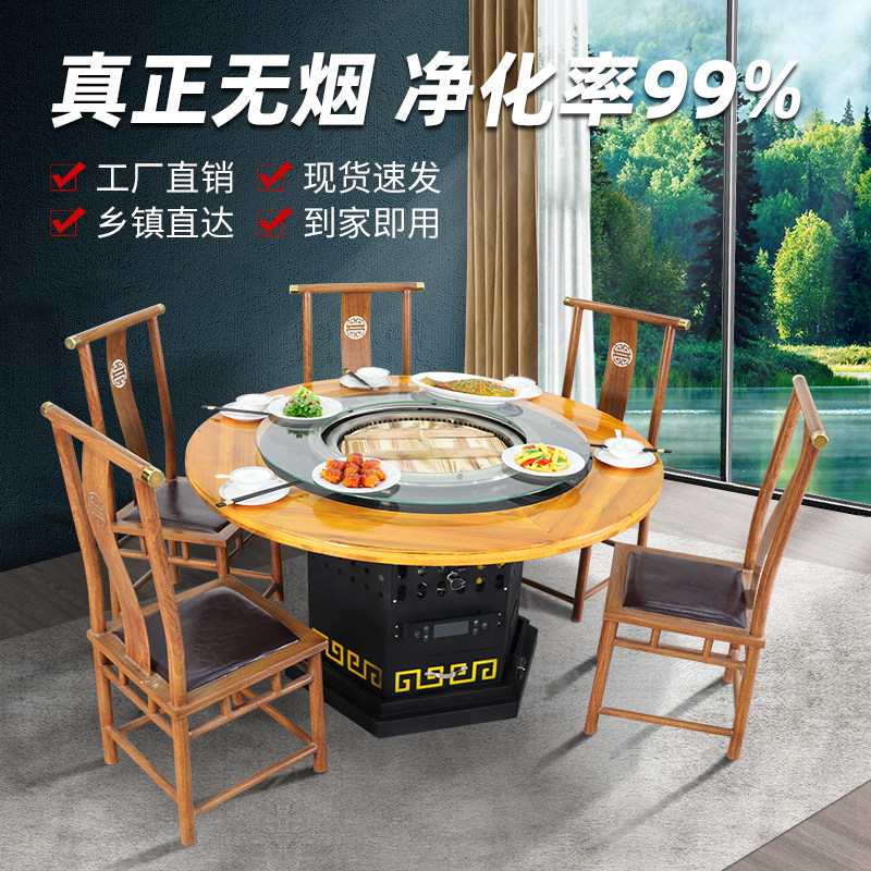 烧气铁锅炖灶台桌柴火鸡专用灶地锅炖锅台农家饭店商用自净化一体