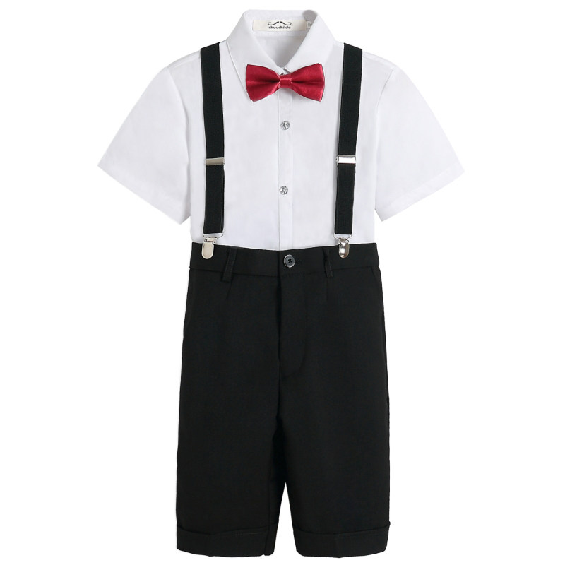夏季儿童大合唱演出礼服男童女童白衬衫背带裤幼儿园毕业表演服装