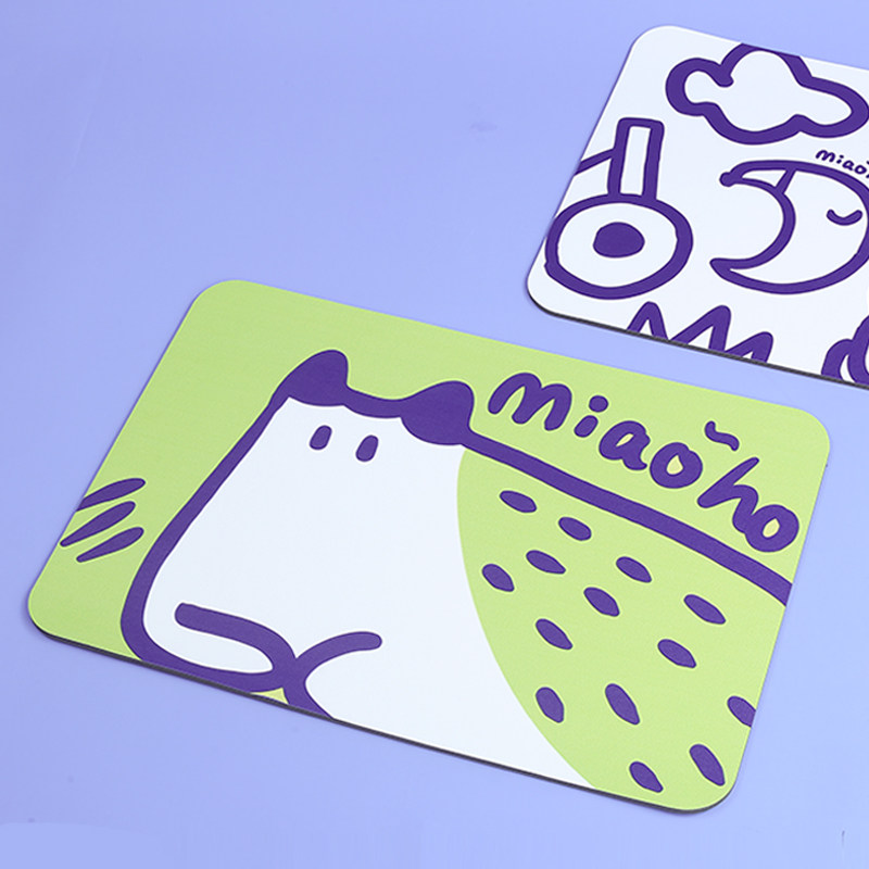 Miaoho牛牛猫可爱简笔画防水防油好打理猫狗宠物通用大型餐垫