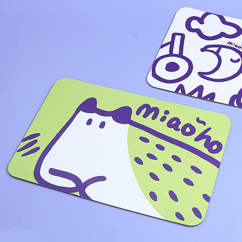 Miaoho牛牛猫可爱简笔画防水防油好打理猫狗宠物通用大型餐垫
