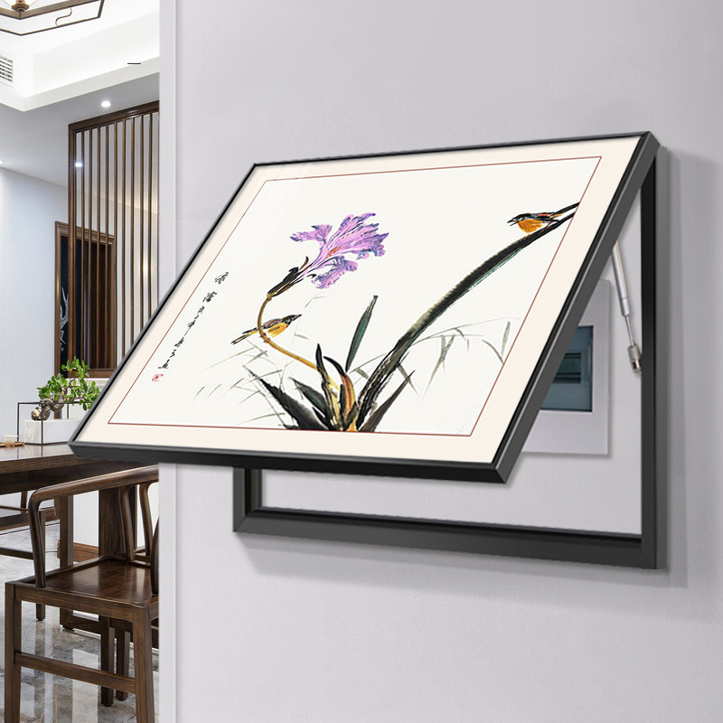 电表箱装饰画新中式风格遮挡电闸配电盒挂画电闸箱电表盒餐厅遮挡