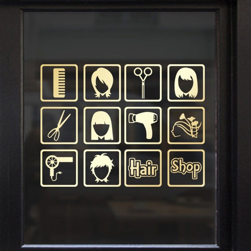 发型师美发店理发店发廊玻璃推拉移门贴纸橱窗装饰可移除墙贴纸画,家居饰品,软装墙贴,淘宝优惠券,粉丝福利购,淘宝优惠卷