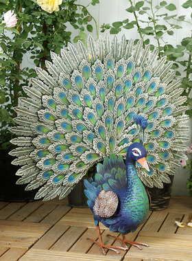 美式乡村复古铁艺大孔雀落地摆件 阳台花园客厅庭院店铺创意摆设