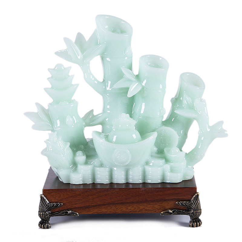 招财竹子摆件玉石财富贵节节高客厅酒柜办公室玄关装饰品开业礼品