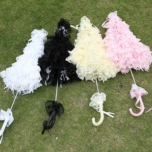 儿童外景拍照道具演出蕾丝伞舞蹈伞多层蕾丝白色花边伞小公主洋伞