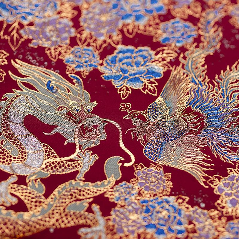 兰山阙 原创龙凤和鸣 仿螺钿仿妆花织金缎马面裙布料 汉服裙面料