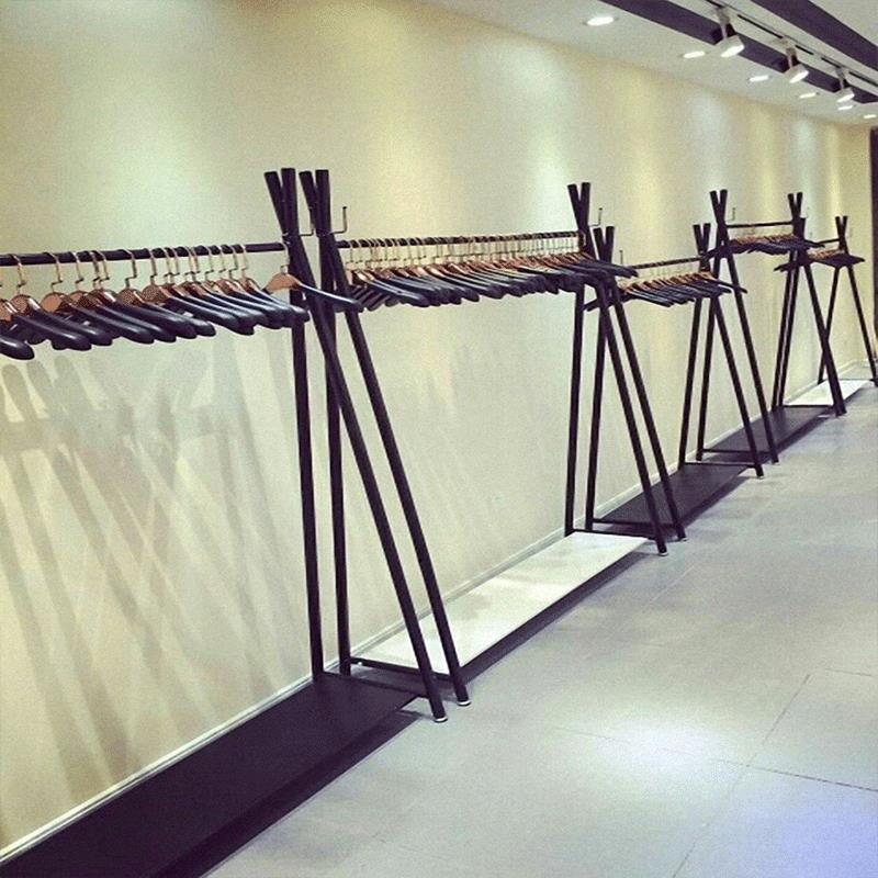 欧式铁艺服装店衣架展示架落地式女装店货架服装架正侧挂衣服架子